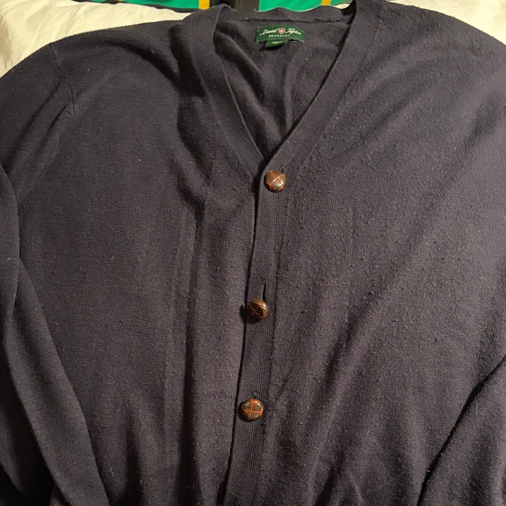 David Taylor Navy Button-Front Men's Cardigan